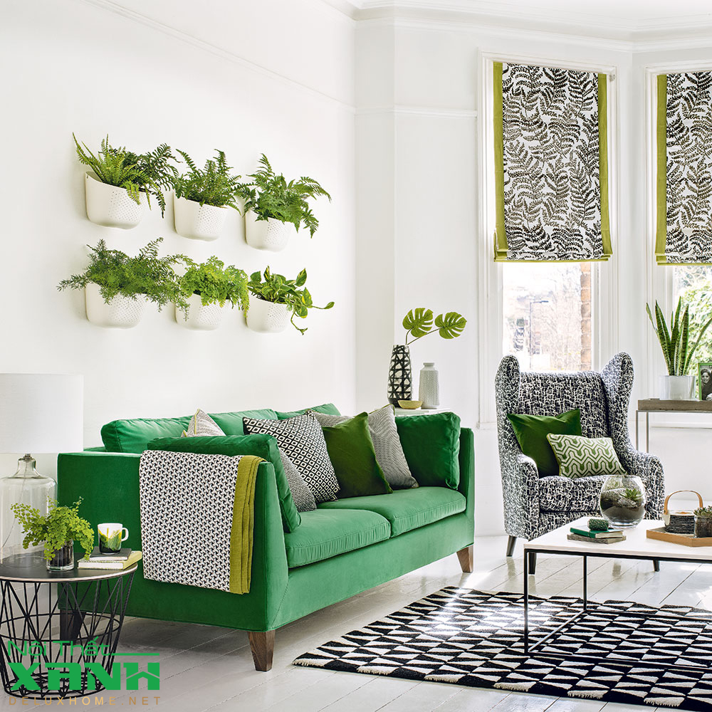 nội thất xanh (green interior) phòng khách