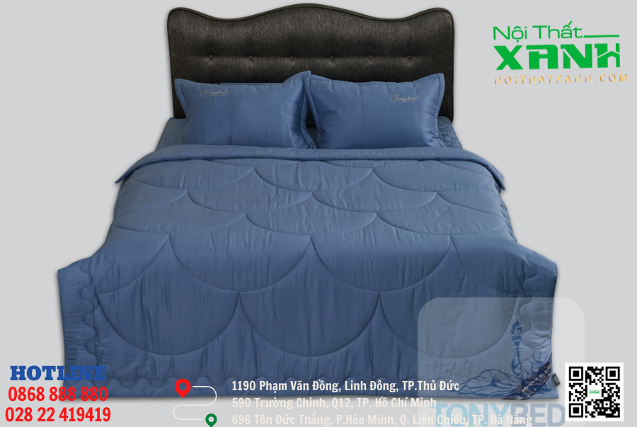  Bộ Drap phủ giường Milan Tencel cao cấp màu xanh đen