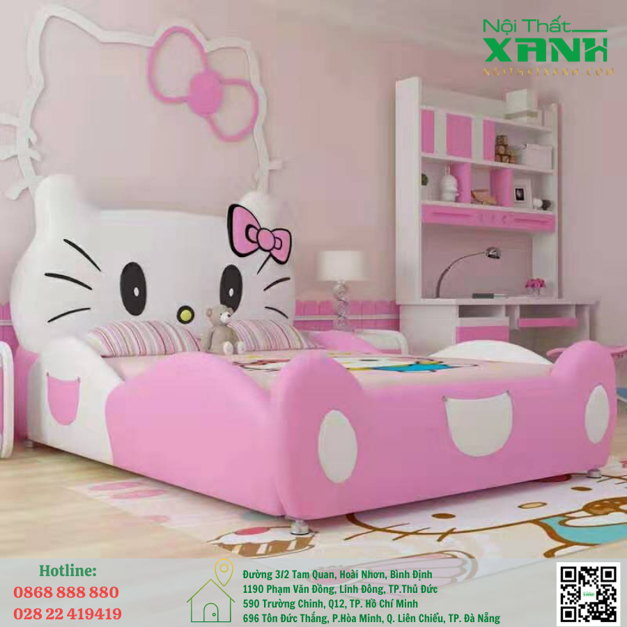 Giường ngủ cao cấp hình Hello Kitty cho bé gái