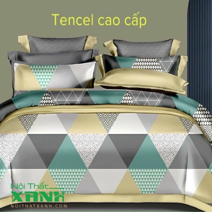 Bộ chăn ga gối cao cấp Tencel 60s siêu mát -Nội Thất Xanh